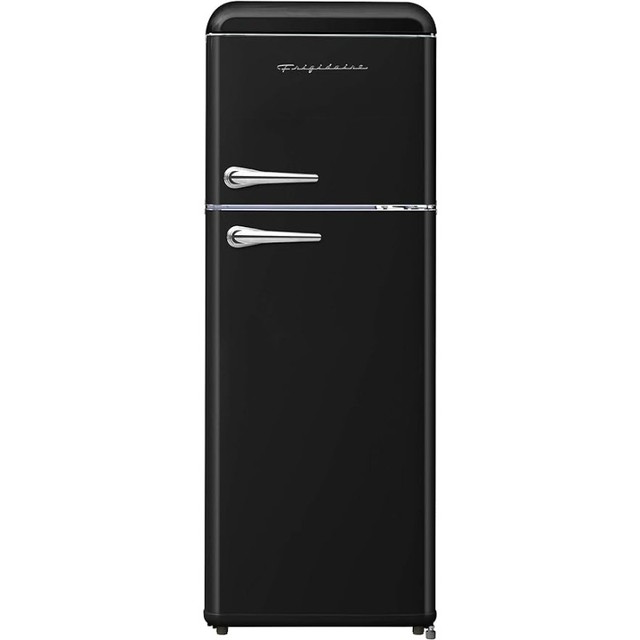 2 Door Apartment Size Retro Refrigerator with Top Freezer, Chrome Handles, 7.5  cu ft, Black - AliExpress